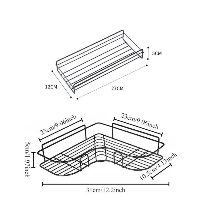 Étagère murale d'angle pour salle de bain, panier de rangement en fer pour douche, support cosmétique, porte-shampoing, organisateur de salle de bain, étagères murales