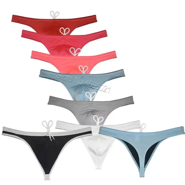 Maillot de bain string pour homme, caleçon de plage à cordon de serrage, séchage rapide, extensible, respirant, soyeux