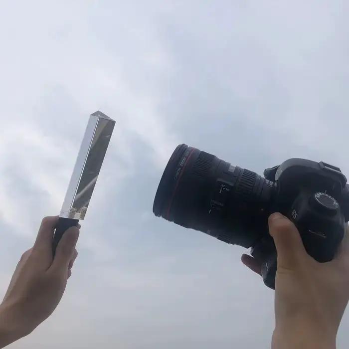 Prisme triangulaire pour photographie, pour Photos avec support, prismes arc-en-ciel, filtres à effets en verre de cristal pour prise de vue en Studio
