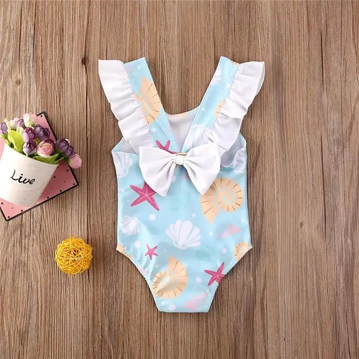 0-36 mois nouveau-né bébé enfant filles maillot de bain nœud volants coquille étoile de mer maillot de bain imprimé pour filles été bébé fille maillot de bain