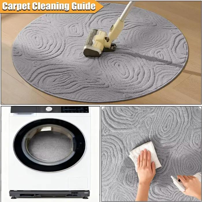 Tapis rond géométrique 3D – Polyester doux à poils longs et courts, lavable et antidérapant, tapis circulaire moderne pour salon, chambre, chambre d'enfant 60-120 cm