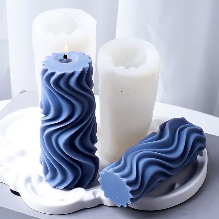 Moule à bougie cylindrique en Silicone à rayures ondulées