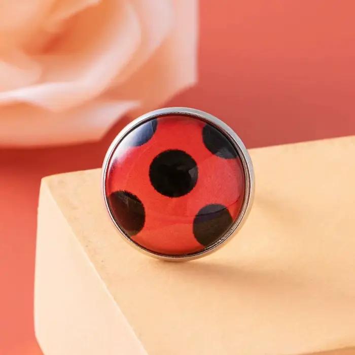 Mode coccinelle anneaux ouverts pour femmes filles dessin animé rouge dame oiseau insecte verre anneau rond accessoires de fête bijoux cadeau