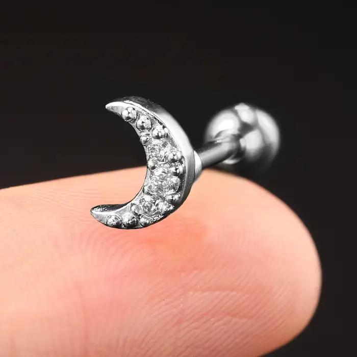 1PC conque Tragus Rook Helix Piercing pour femmes Zircon CZ coeur lune fleur oreille Piercing cerceau boucle d'oreille anneau d'oreille Sexy bijoux de corps