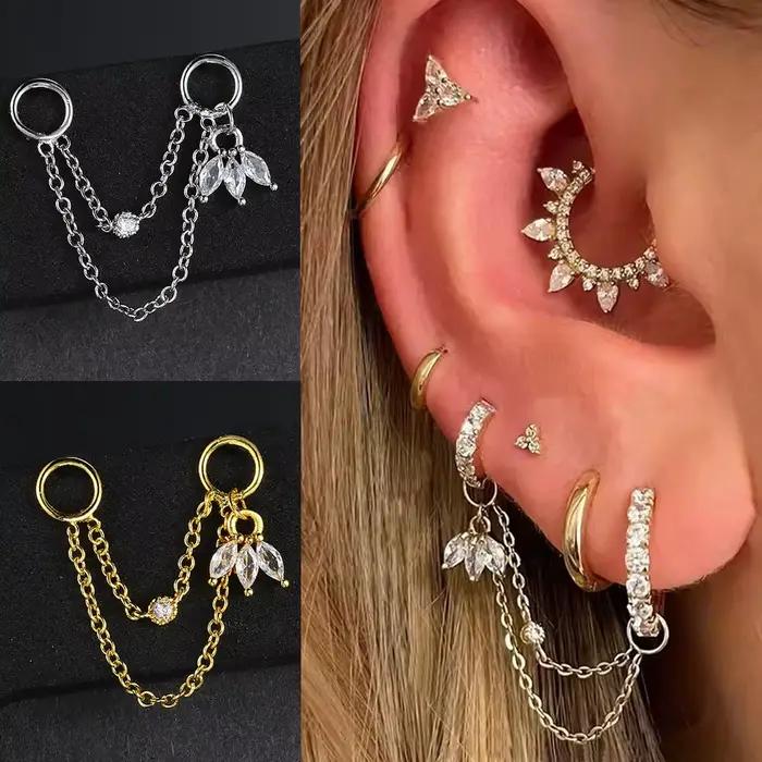 Breloque pour boucles d'oreilles créoles, chaîne superposée, pendentif couronne CZ, couleur or, Piercing Lobe Tragus conque, Cartilage, bijoux cadeaux, 1 pièce
