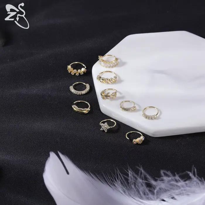 AOEDEJ-Boucle d'Oreille en Clip Blanc CZ de 20g et 8mm, Bijoux de Piercing en Or, pour Document Antarctique, Septum, Cartilage, Helix, Conque, 10 Pièces/Lot