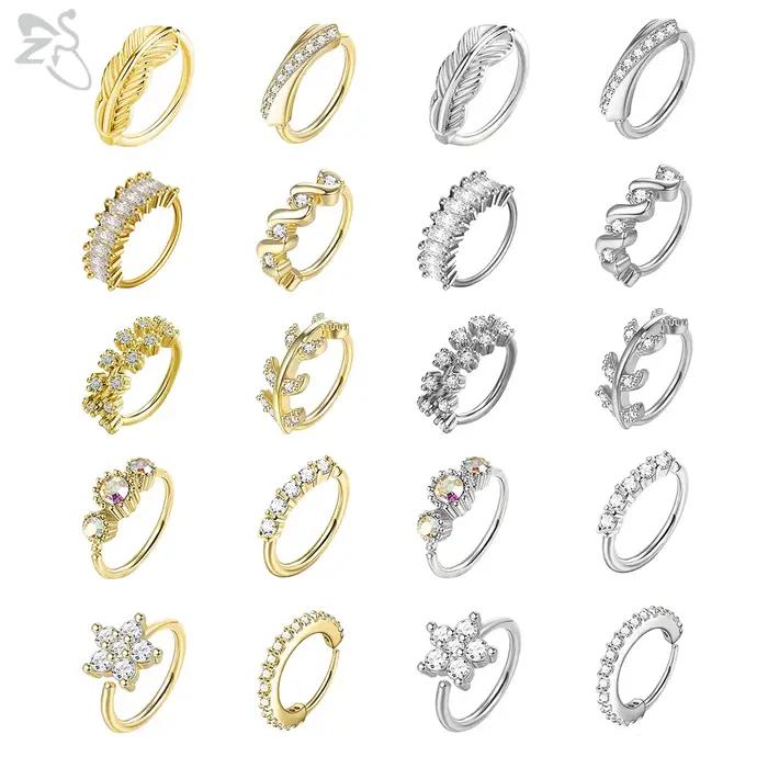 AOEDEJ-Boucle d'Oreille en Clip Blanc CZ de 20g et 8mm, Bijoux de Piercing en Or, pour Document Antarctique, Septum, Cartilage, Helix, Conque, 10 Pièces/Lot