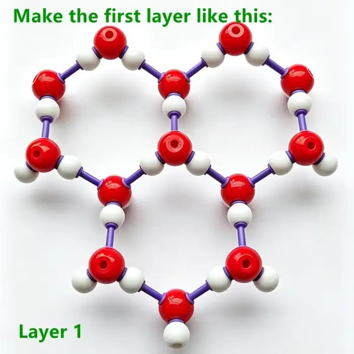 Modèle de structure cristalline de l'eau glacée H2O, kit de modèle de structure cristalline chimique, adapté à l'enseignement et à l'utilisation en laboratoire