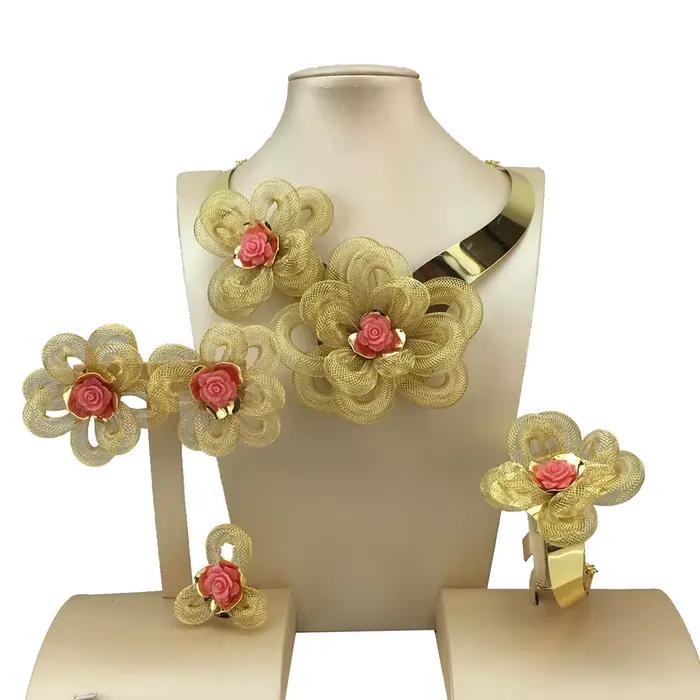 NigWin-Ensembles de bijoux plaqués or pour femmes, costume de mariage pour patients, collier africain, cadeau de fête, FHK18433