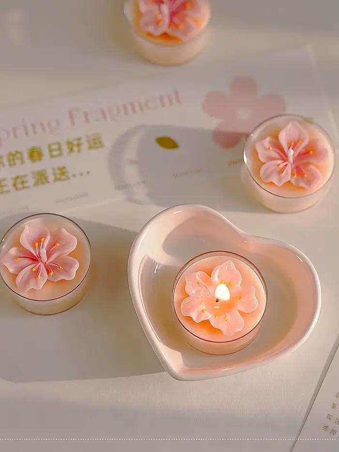 Bougies parfumées en fleurs de pêcher rose