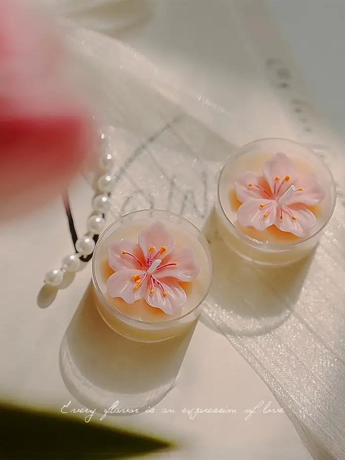 Bougies parfumées en fleurs de pêcher rose