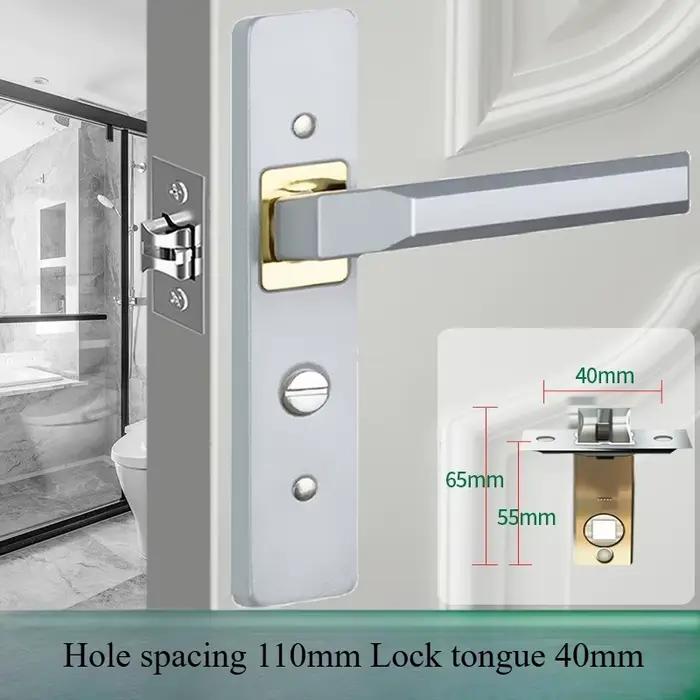 Serrure de porte de salle de bain, salle de bain, poignée de porte domestique, salle de bain, serrure de poignée en alliage d'aluminium