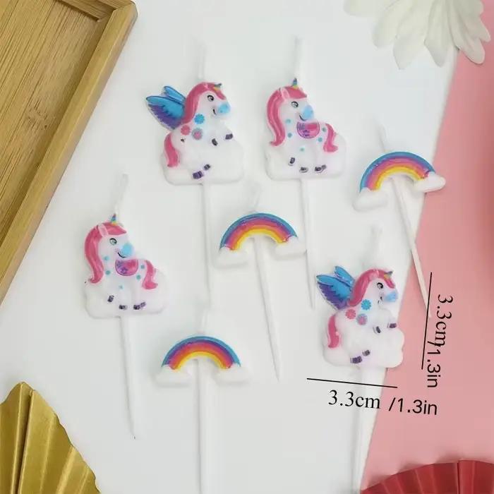 Bougie Licorne Arc-en-ciel Créative, Combinaison de Bougies Licorne Numériques, Décoration de Gâteau, Accessoire de Célébration d'Anniversaire pour Enfants
