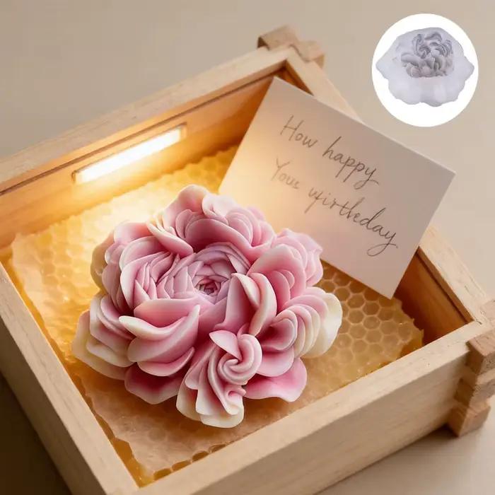 Un magnifique moule à bougie en silicone à motif floral