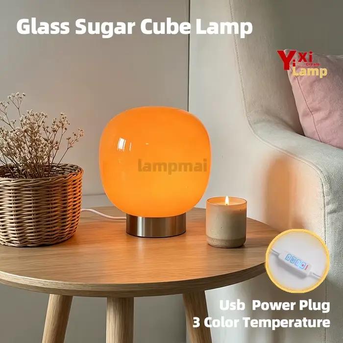 Lampe de table en verre de Murano en forme de champignon avec base noire, lampe de chevet minimaliste Bauhaus, lumière décorative pour chambre à coucher, dortoir et salon
