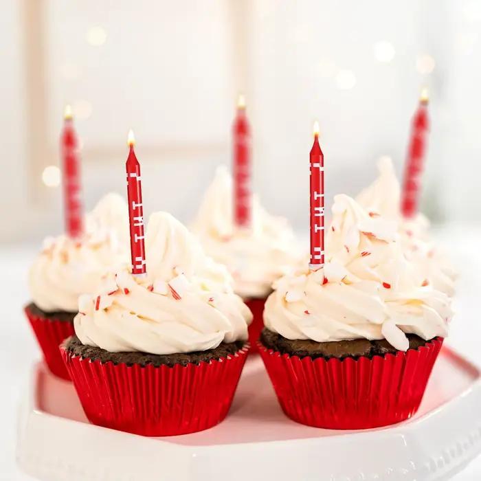 Lot de 12/24 bougies vertes à pixels pour gâteau, décoration sur le thème du TNT rouge, bougies à vœux vertes, décorations de bougies pour gâteau d'anniversaire, cadeau