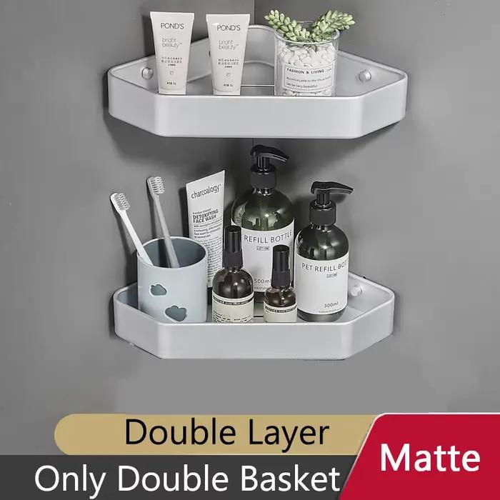 Kmmoun étagère de salle de bain espace d'angle en aluminium salle de bain Triangle panier salle de douche support de rangement mural noir/mat/gris