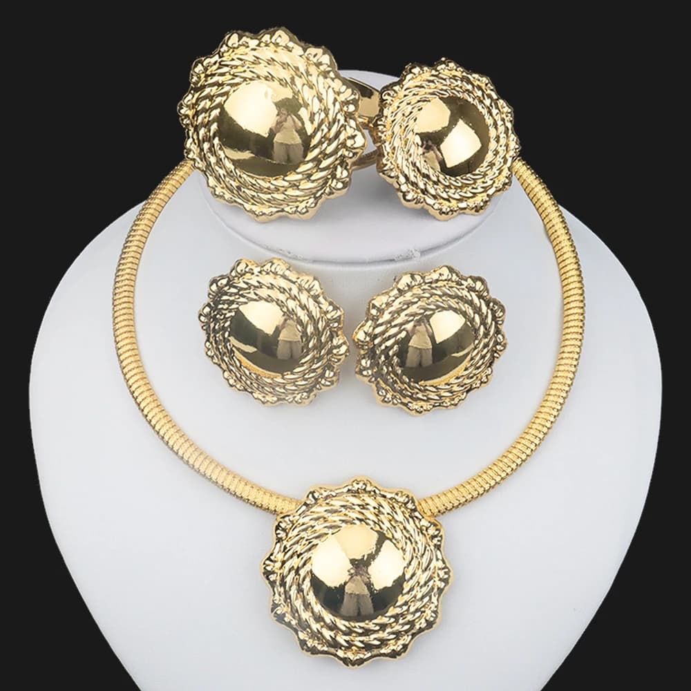 Parures de bijoux pour femme, collier choker, bracelet, boucles d'oreilles, bague, style Dubaï, pour