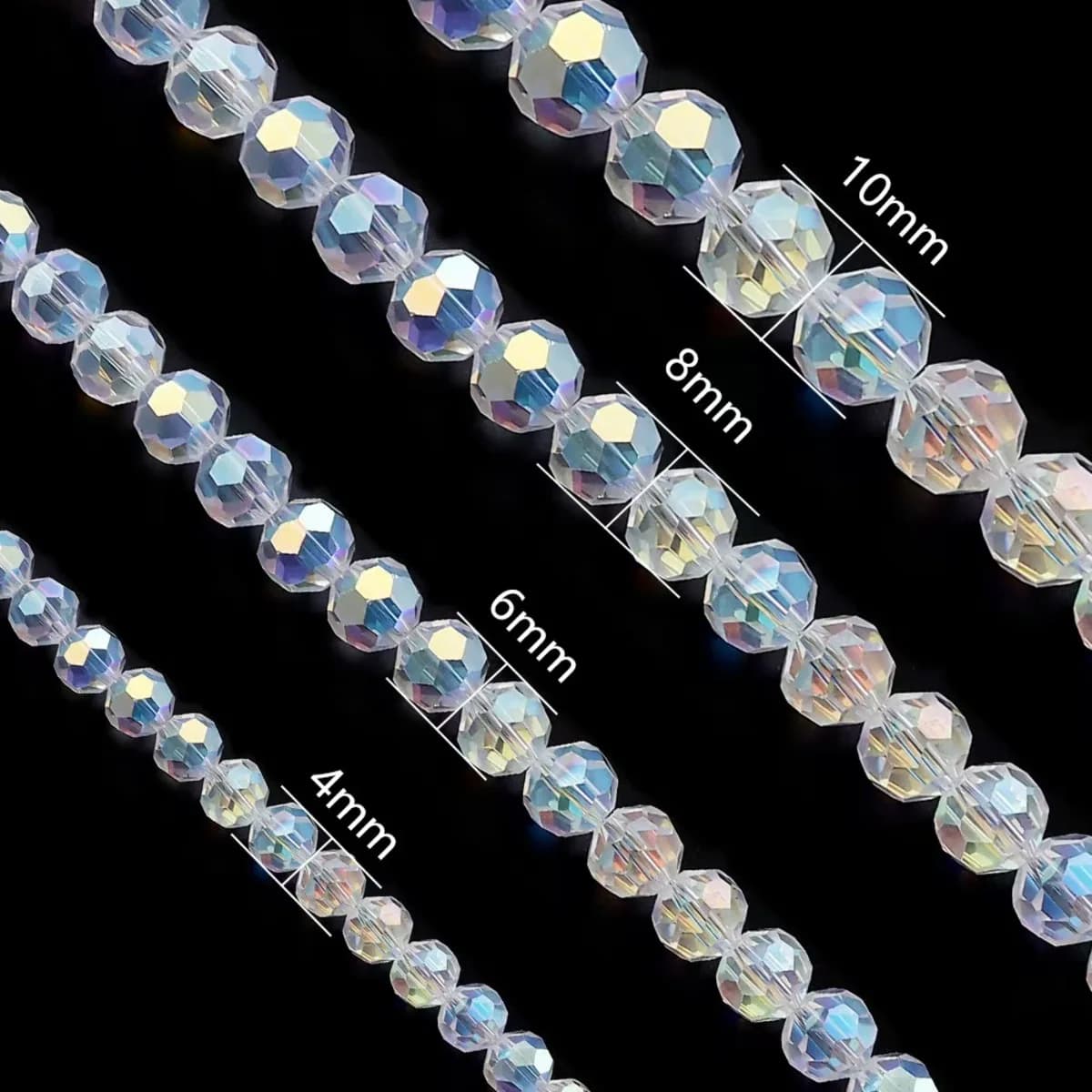 Rondelle blanche AB transparente, perles de cristal autrichiennes, perles de verre à facettes, perle