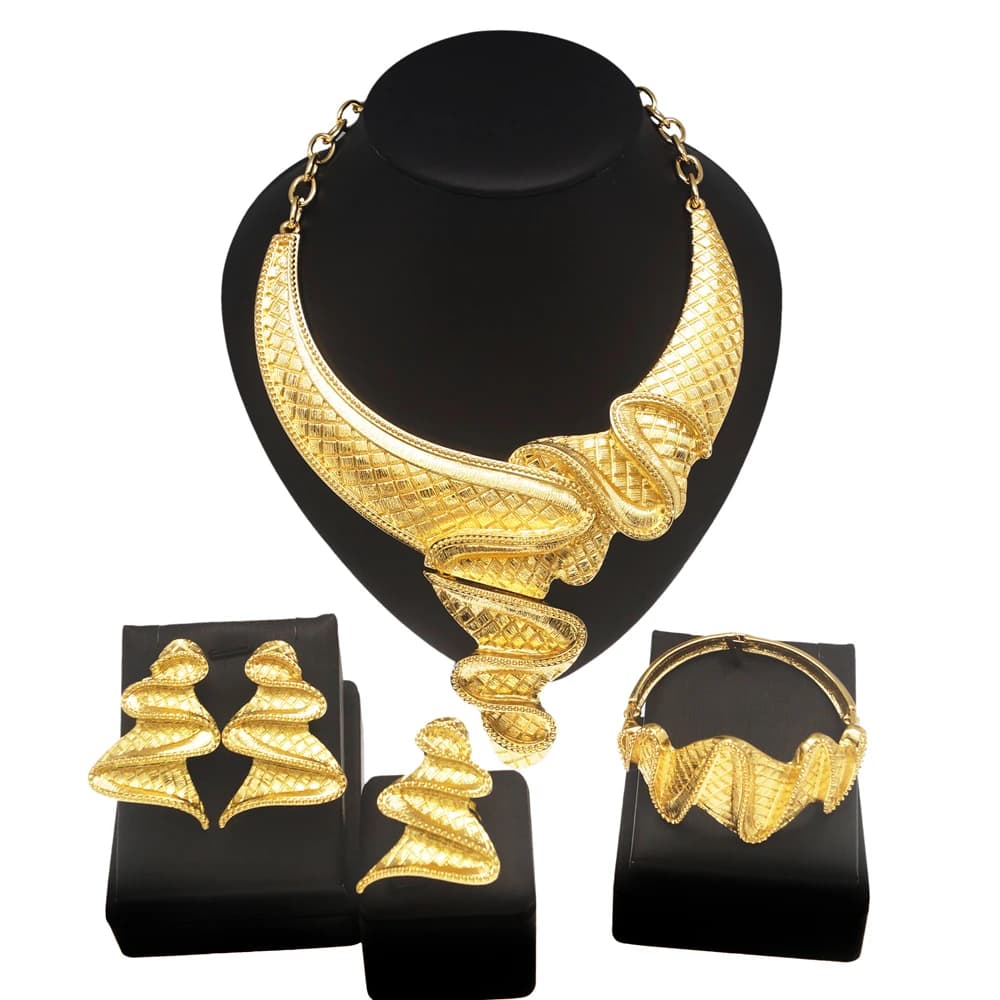NigWin-Ensemble de Bijoux pour Femme, Collier, Boucles d'Oreilles, Bague, Design Pendentif Classique