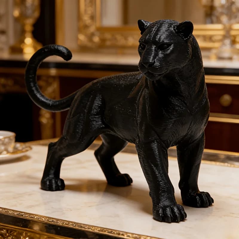 1 statue de panthère noire robuste au design rêveur pour la décoration de bureau, cadeau créatif, dé