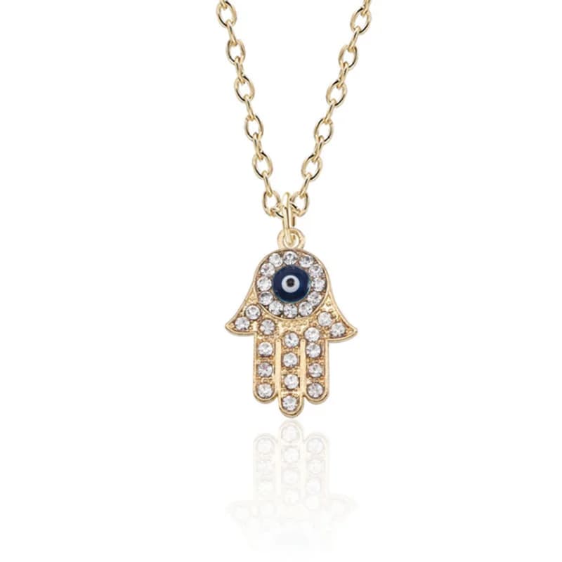 Collier en cristal main de fatma Hamsa turc pour femmes et hommes, colliers mauvais œil, clavicule e