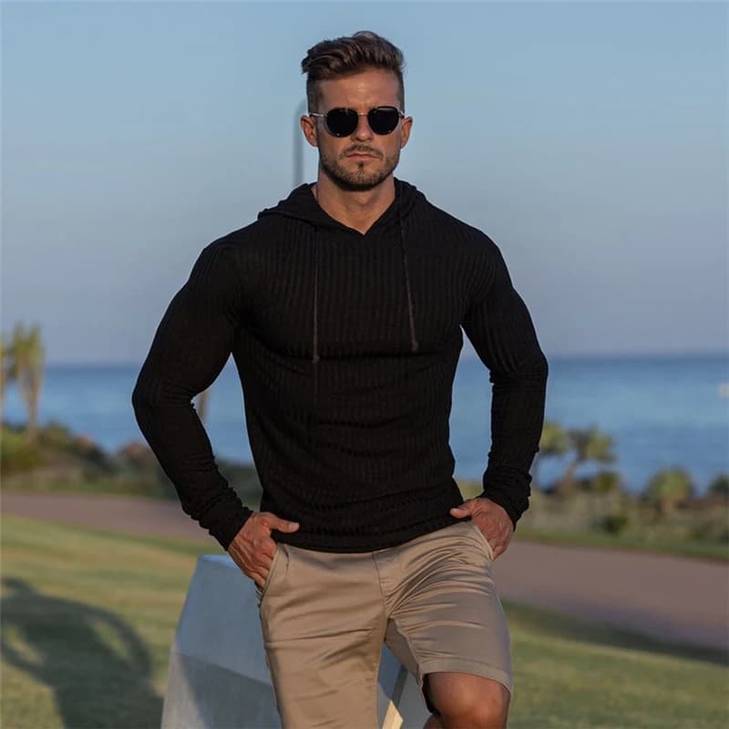 Pull à capuche à col roulé pour Homme, Pull à la mode, coupe ajustée, classique, tricot, nouvelle co