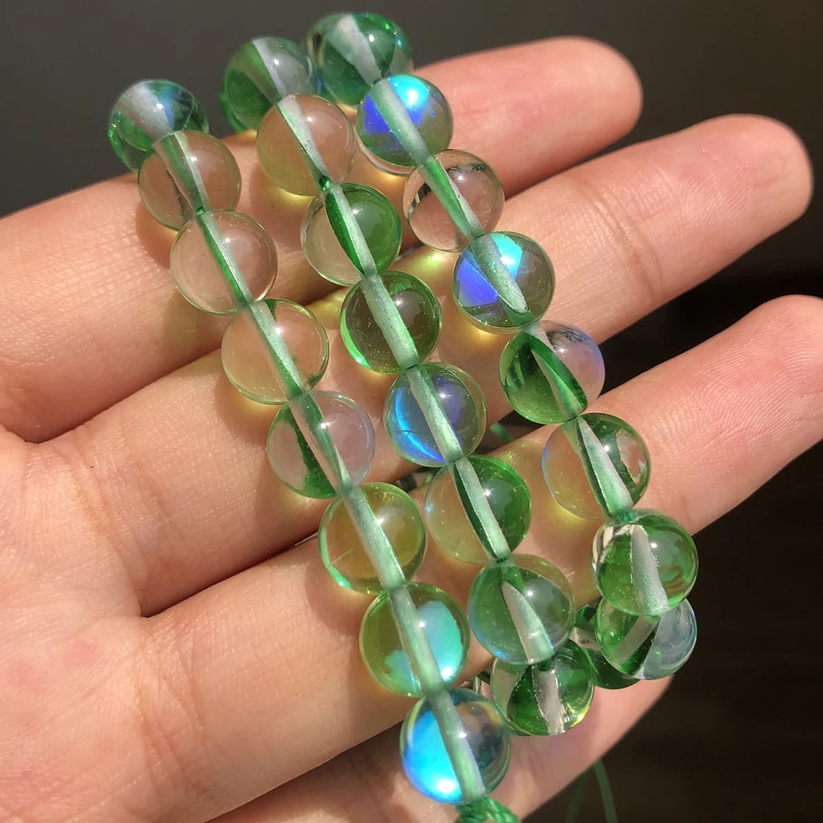 Perles en verre cristal mat, pierre de lune givrée, scintillantes, rondes, pour la fabrication de bi