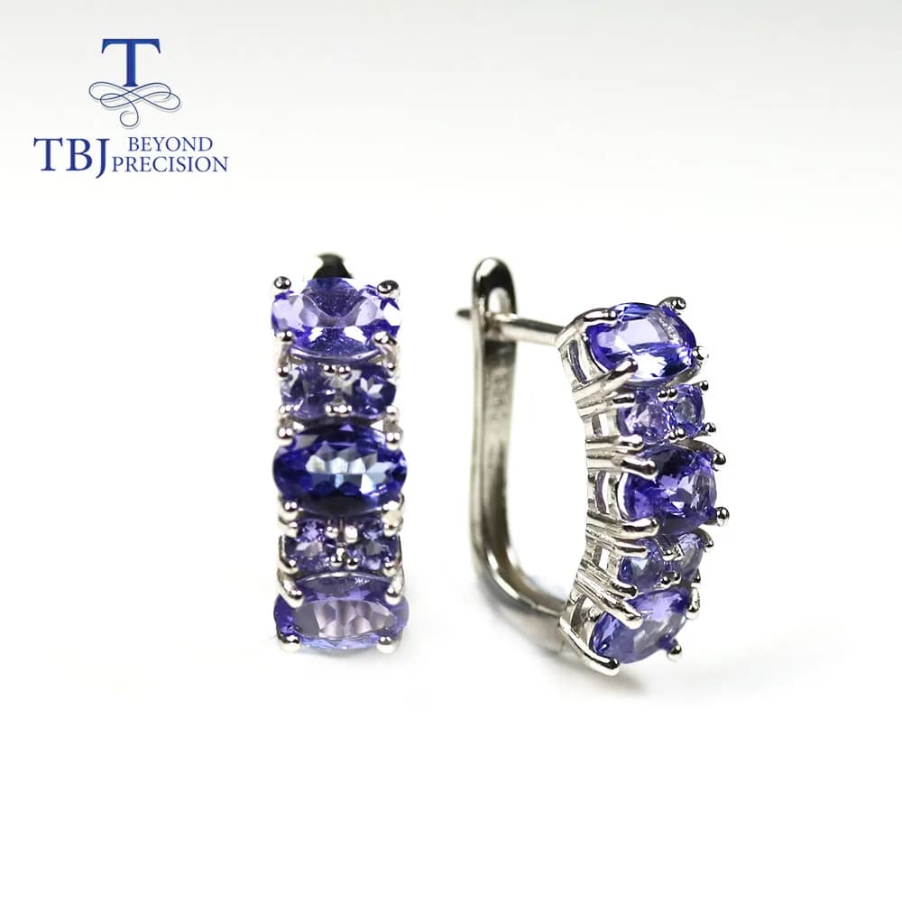 2026, boucles d'oreilles classiques avec fermoir en tanzanite naturelle de 4 carats, en argent sterl