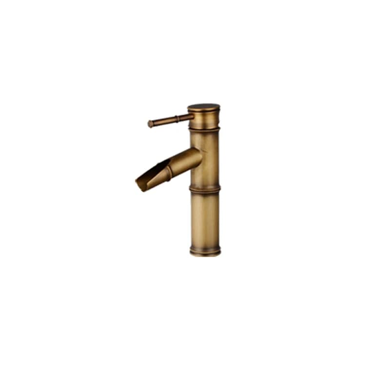 Robinet de lavabo en laiton Antique en forme de bambou finition Bronze, robinet d'évier à poignée un