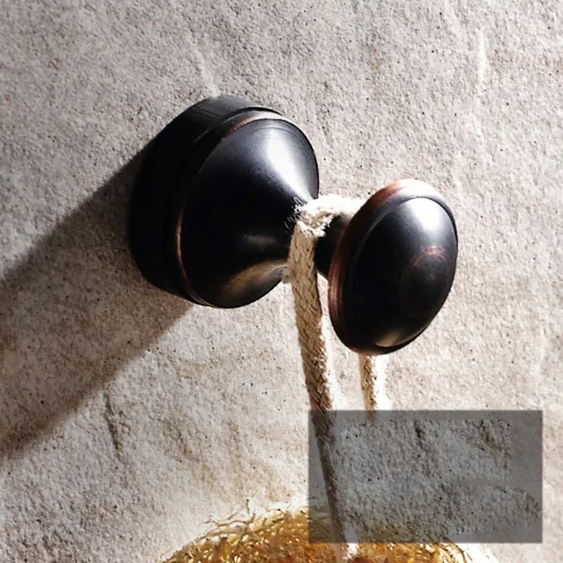 Ensemble de matériel de bain mural noir moderne, crochets pour vêtements en laiton de luxe, porte-pa