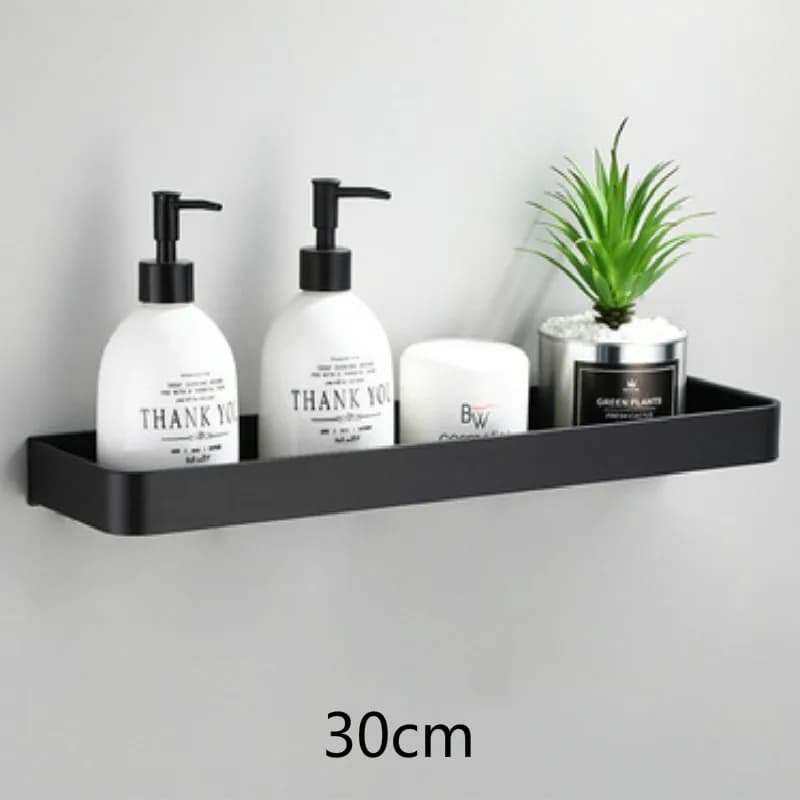 Étagère de salle de bain sans perceuse, organisateur de rangement de douche, étagères d'angle noires