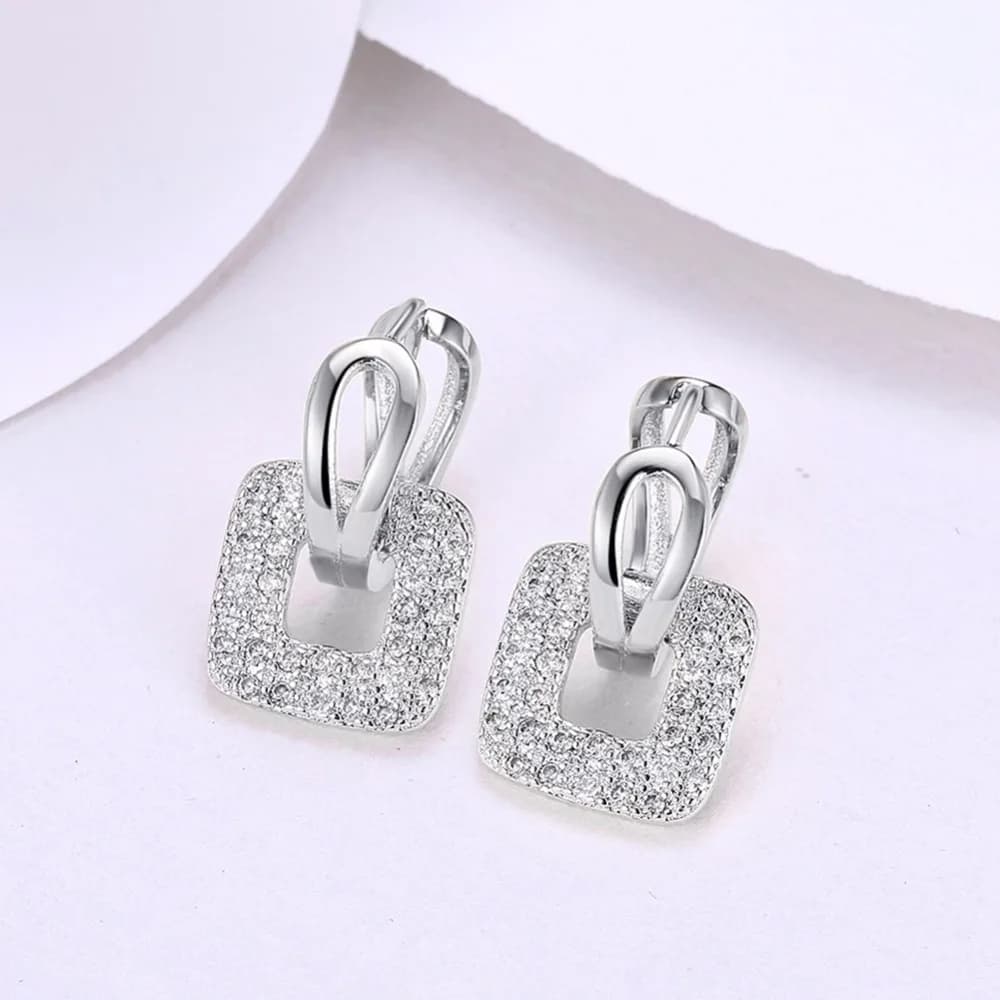 Lekani 2019 Unique forme carrée Piercing Huggie cerceau boucle d'oreille pour les femmes argent/or 2
