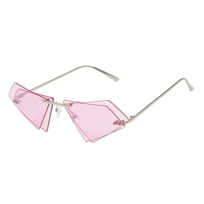 Lunettes de soleil en cristal femmes hommes lunettes de soleil sans monture pour dame Sexy Double le