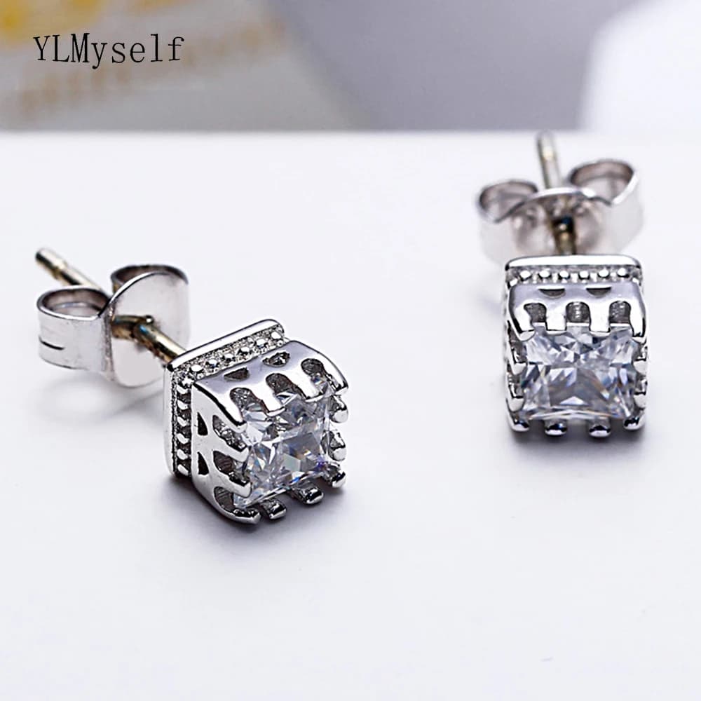 YLMyself – boucles d'oreilles carrées en argent 925, 5x5mm, zircone cubique, bijoux en cristal blanc