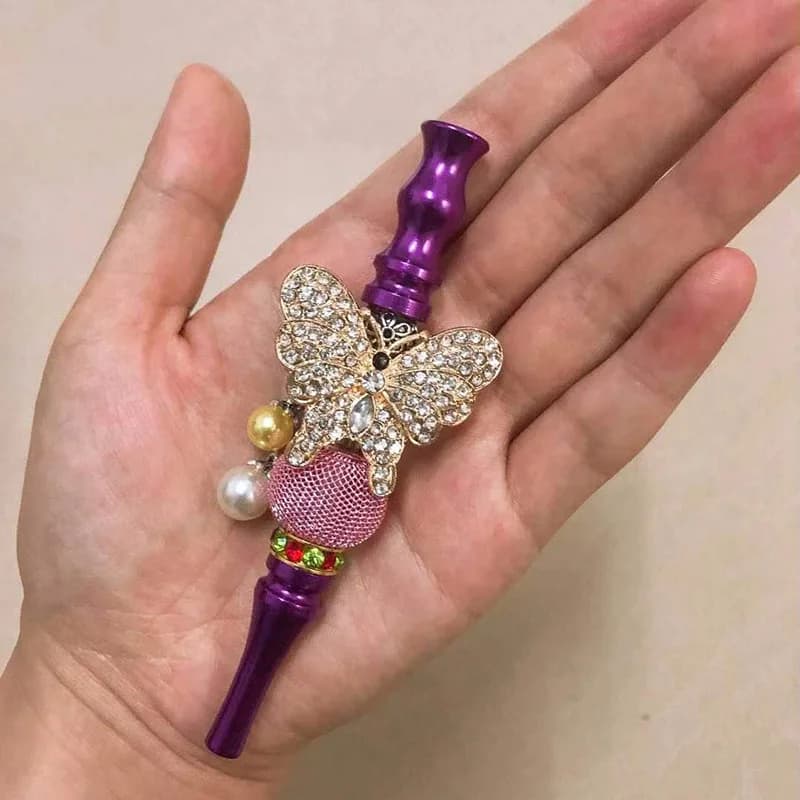 Boule de bijoux papillon brillante pour femme, support émoussé incrusté à la main, embouts de ovale 