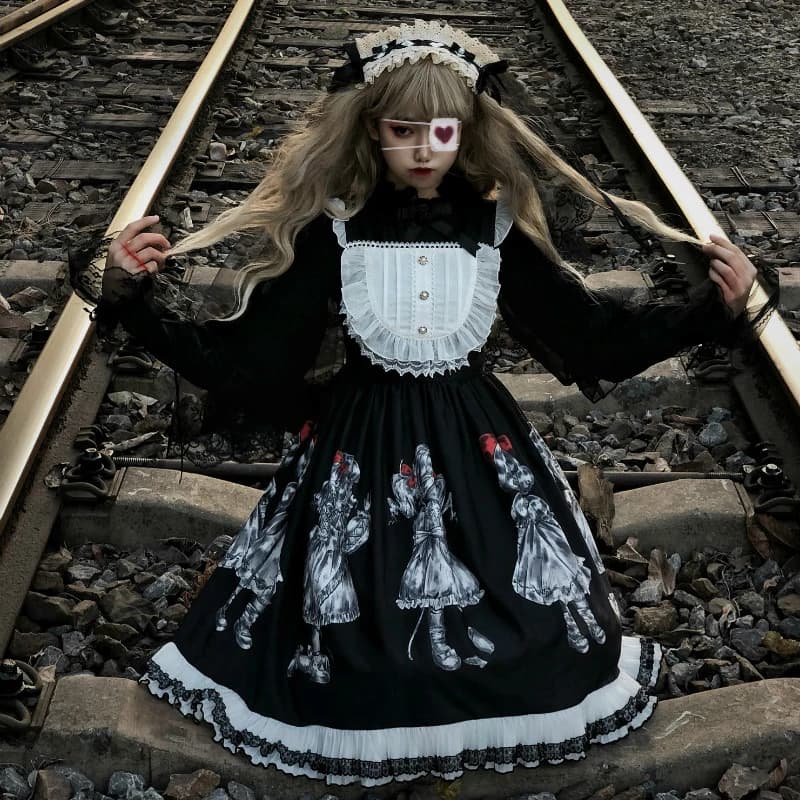 Robe gothique Lolita série démon ange foncé, robe JSK haute et basse, costume de princesse Vampire r