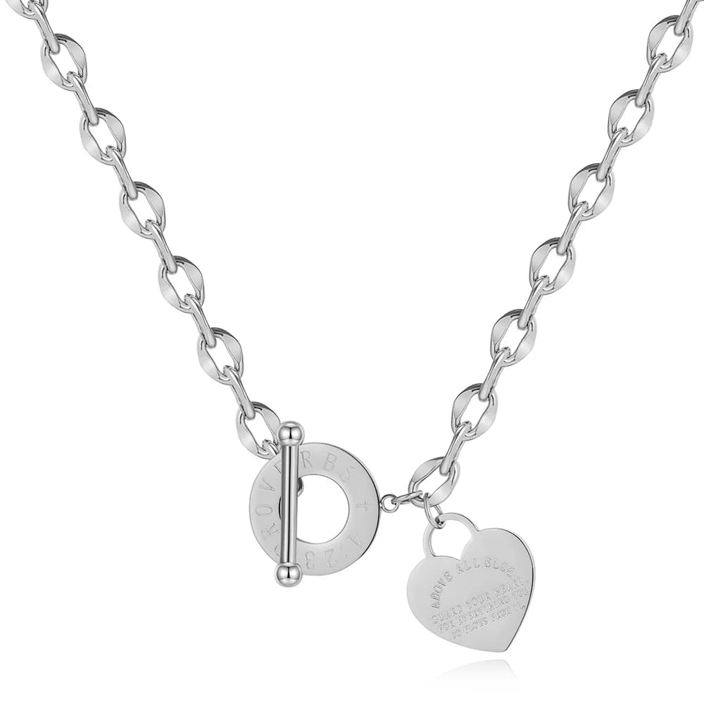 NIBASTAR – collier avec pendentif en forme de cœur pour femmes, en acier inoxydable, à la mode, de h