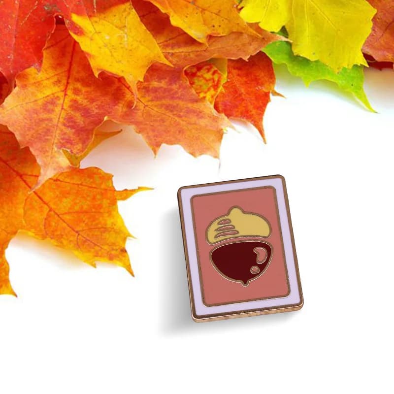 Broche à broche en émail pour bricolage, carte de recette Animal Crossing, Badge carré de dessin ani