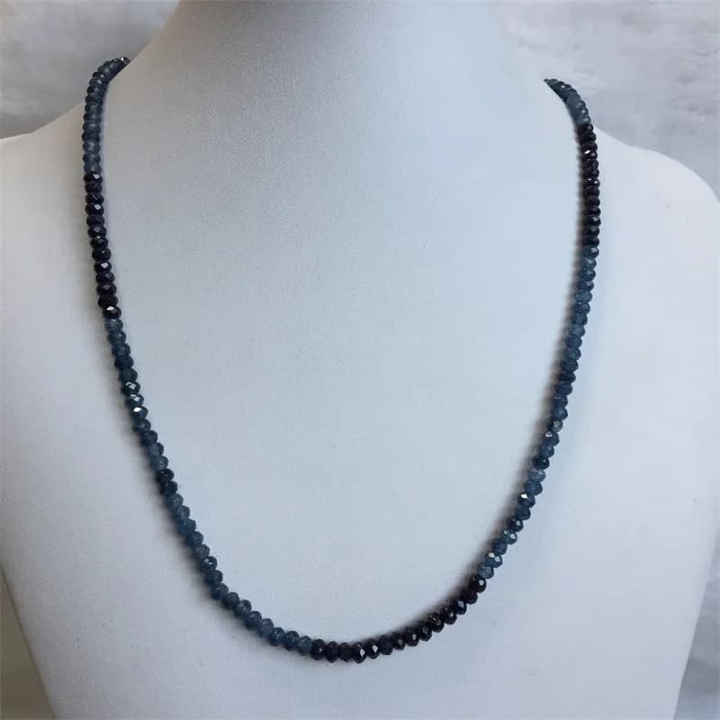 Collier émeraude verte Double couleur pour femmes, chaîne en saphir naturel à facettes, perle de pie