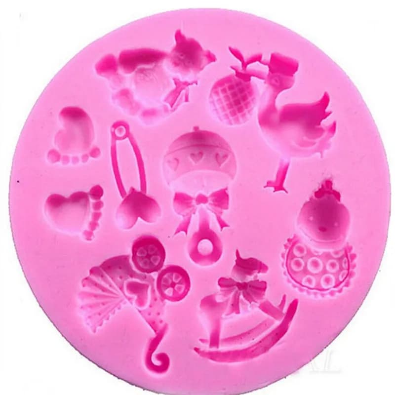 Moule à Fondant en Silicone 3D pour fête prénatale, pour décoration de gâteaux, artisanat du sucre, 