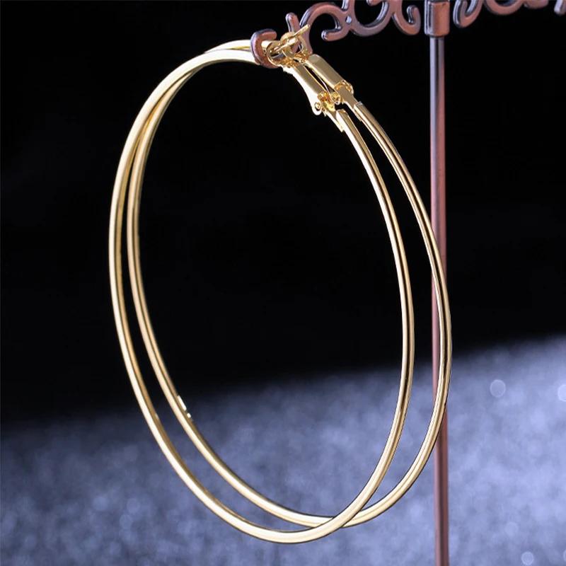 BLIJERY exagéré 12CM boucles d'oreilles surdimensionnées basket Brincos lisse grand cercle boucles d