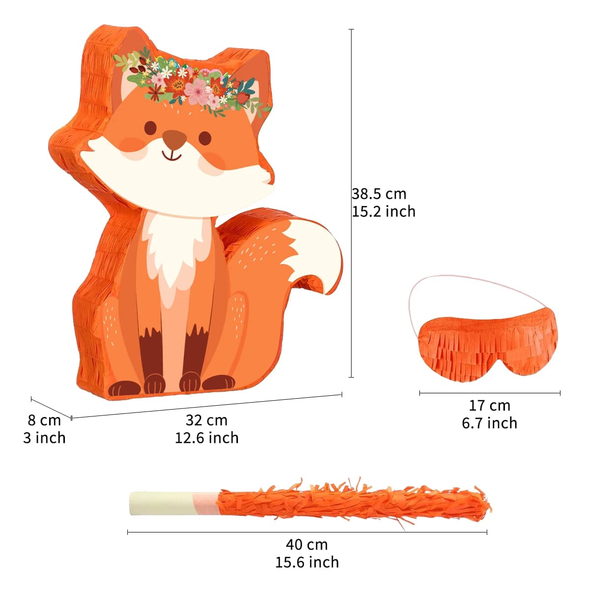 1 ensemble de pinatas sur le thème des animaux de la forêt en dessin animé avec bâton de masque pour