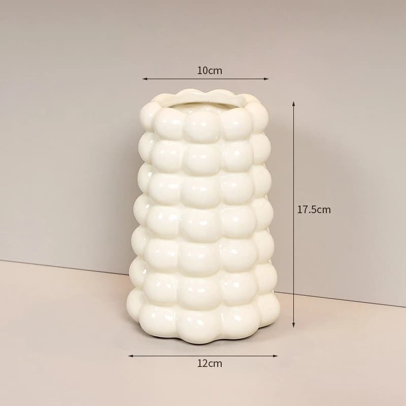 Vase en céramique nordique, ornements, blanc lait, argent, Table à manger, Arrangement floral, décor