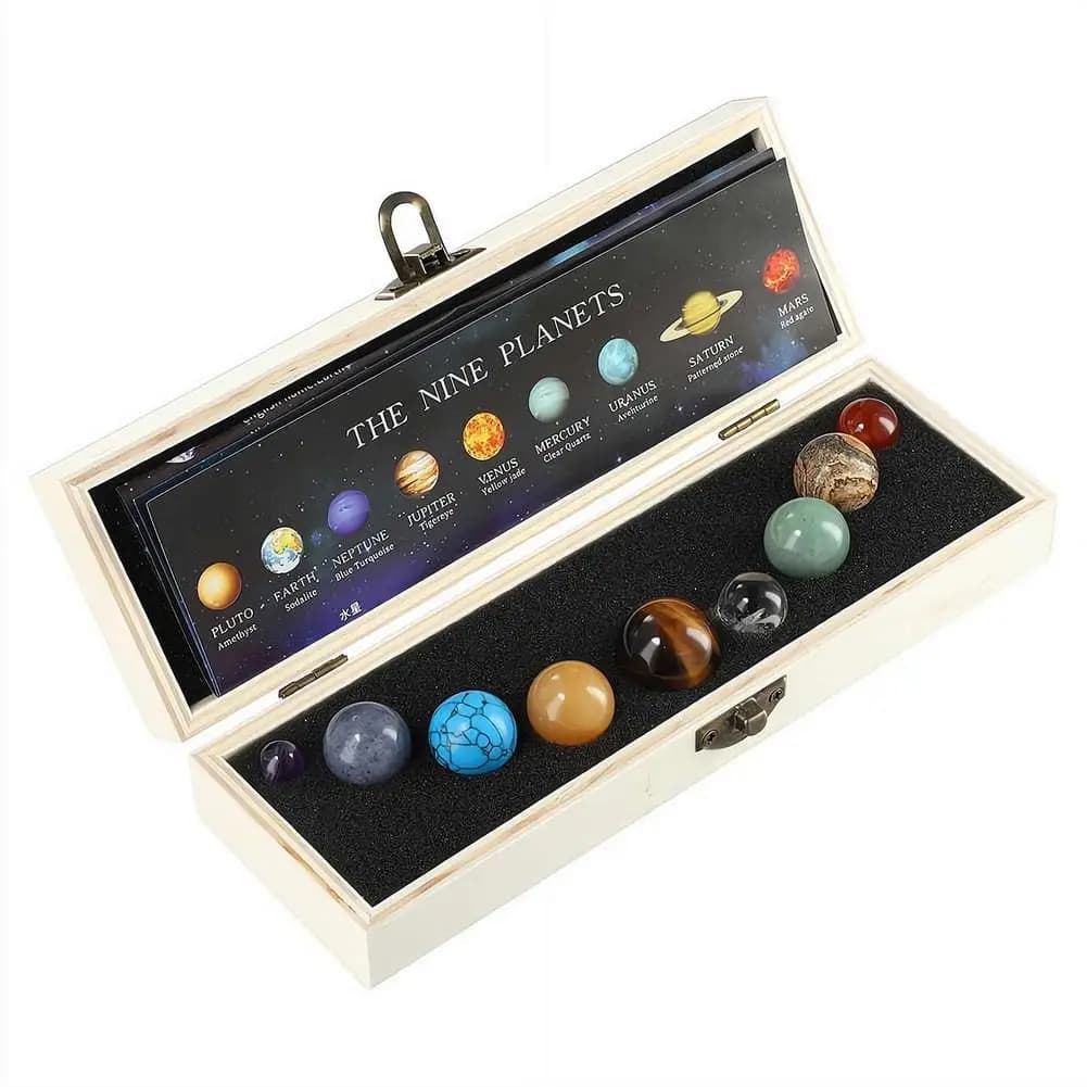 Ensemble de pierres précieuses en cristal naturel du système solaire, 9 planètes, sphère, modèle de