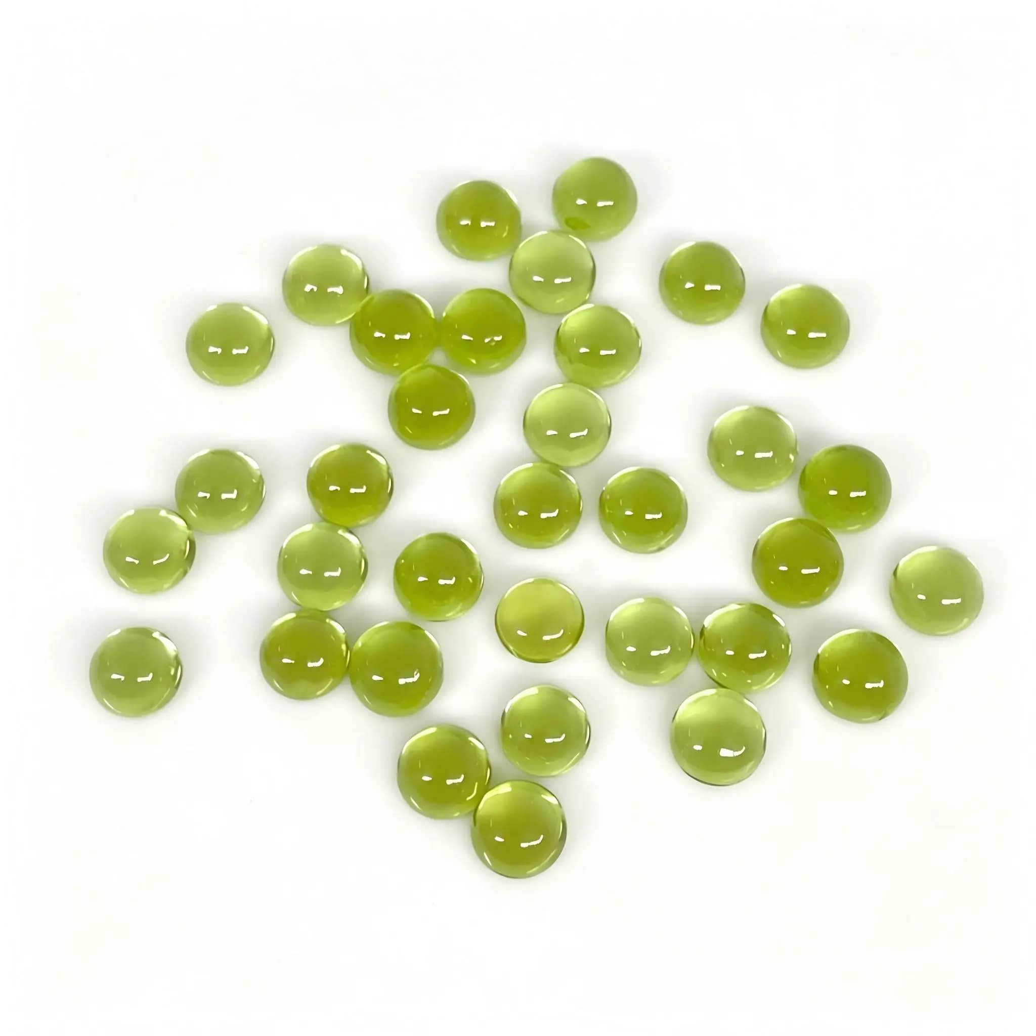 Olivine péridot 100% naturelle véritable, cabochon rond, demi-rond, dos plat, pierre précieuse à inc