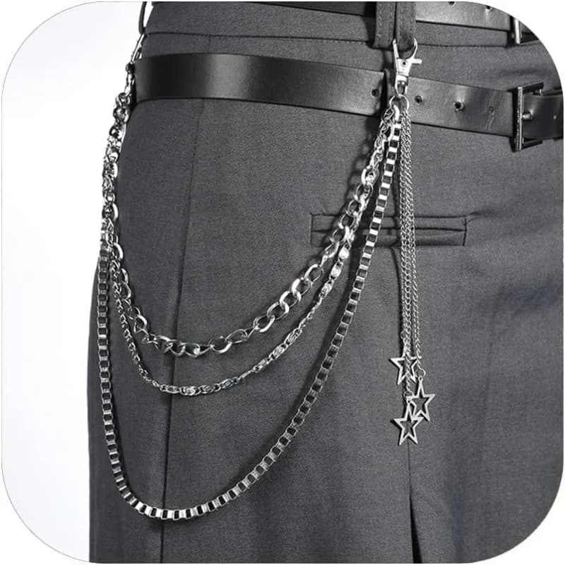 Ceinture de chaîne en Jean pour hommes et femmes, ceinture gothique Punk de poche, pantalons épais s