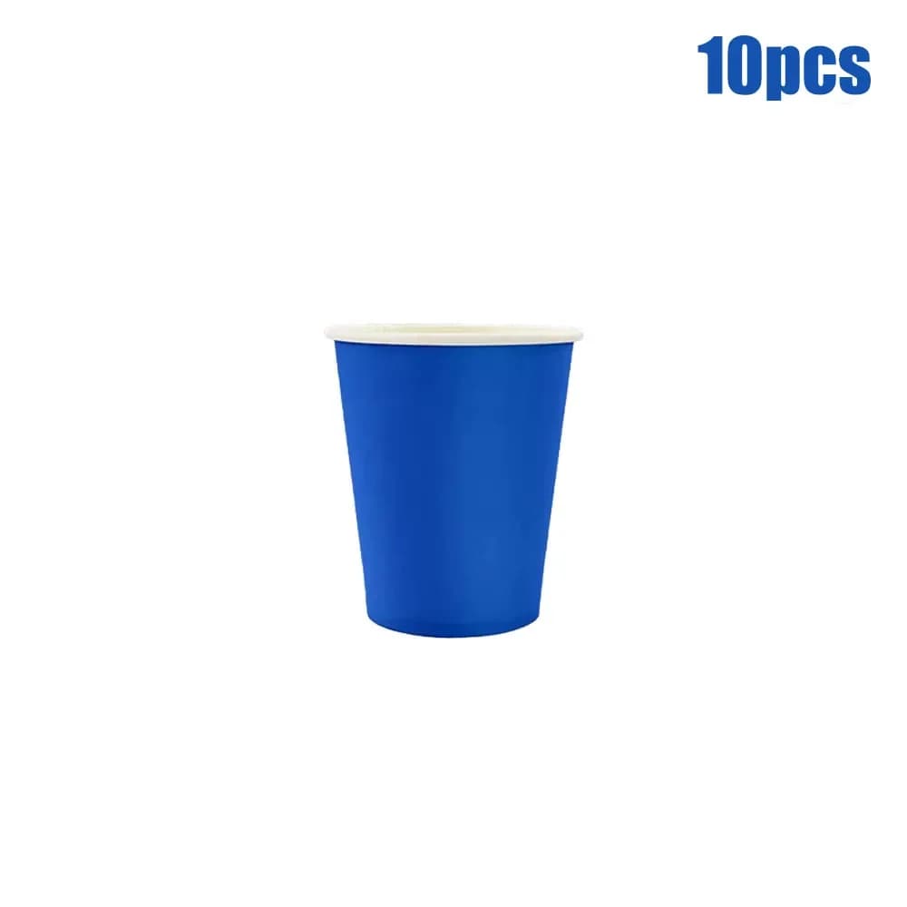 Ensemble de vaisselle jetable de couleur bleue unie pour fête d'anniversaire, assiettes en papier, g