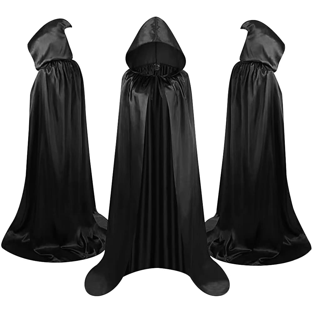 Cape à capuche unisexe, cape de sorcière à capuche, robe noire pour femmes, hommes, enfants, costume