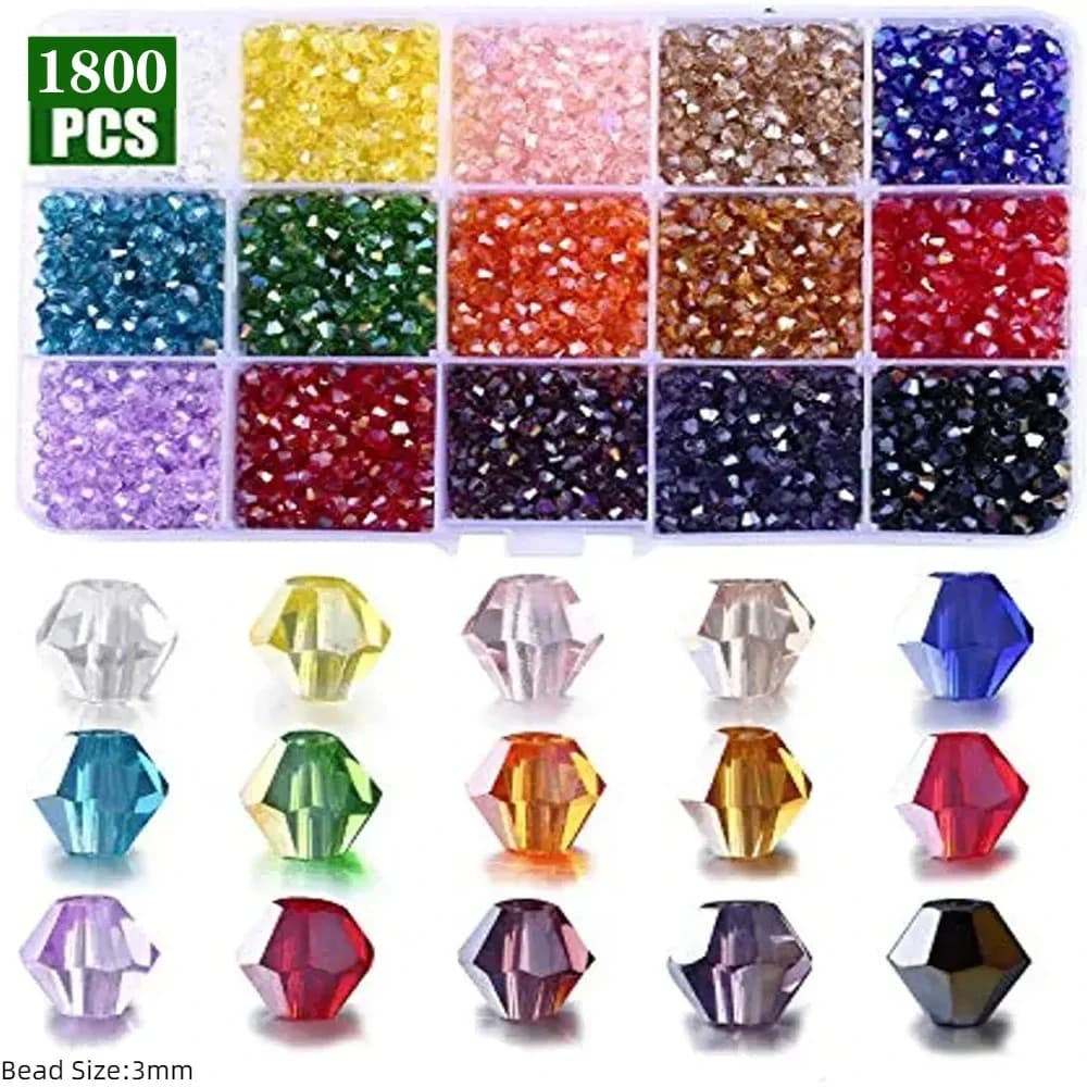 Boîte de perles de cristal Bicone 3 4 6mm, ensemble de perles de verre irrégulières multi-facettes, 